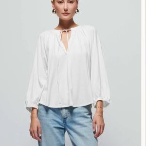 Nation LA Brylee Top  Pima Cotton White Sz Med